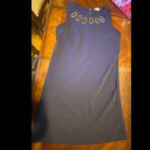 Haani Navy Sleeveless Jewel-Neck Mini Dress